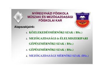 MEZŐGAZDASÁGI MÉRNÖKI SZAK (BSc.) - Nyíregyházi Főiskola ...