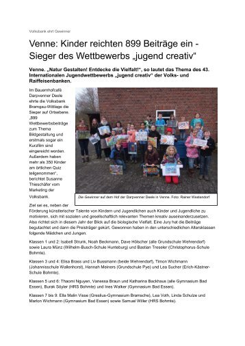 Wittlager Kreisblatt berichtet - Ludwig-Windthorst-Schule Ostercappeln