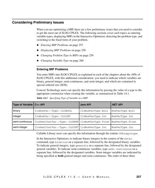 ILOG CPLEX 11.0 User's Manual