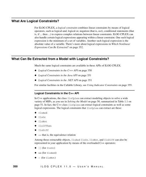 ILOG CPLEX 11.0 User's Manual
