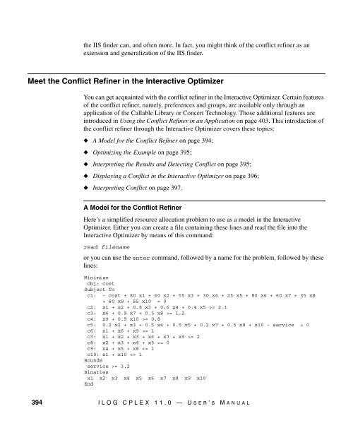 ILOG CPLEX 11.0 User's Manual