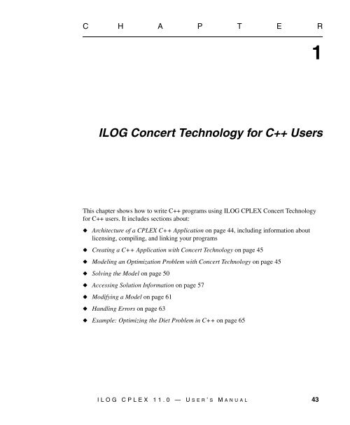 ILOG CPLEX 11.0 User's Manual