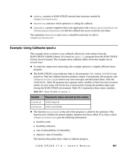 ILOG CPLEX 11.0 User's Manual