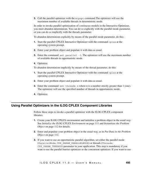 ILOG CPLEX 11.0 User's Manual