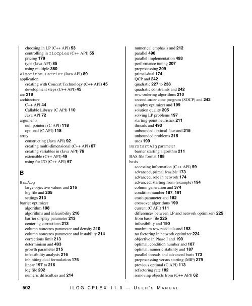 ILOG CPLEX 11.0 User's Manual