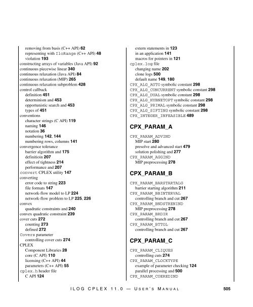 ILOG CPLEX 11.0 User's Manual