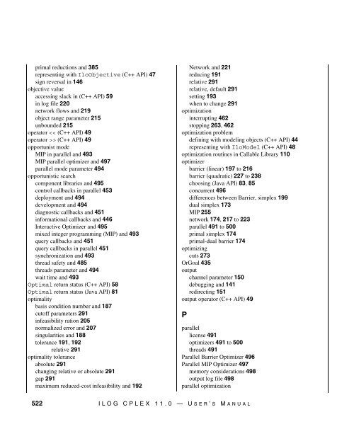 ILOG CPLEX 11.0 User's Manual