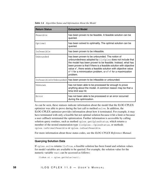 ILOG CPLEX 11.0 User's Manual