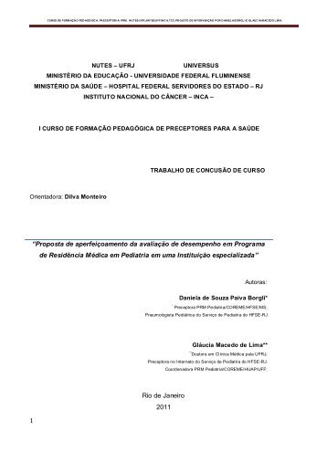 TCC: Projeto de INTERVENÃÃO - Sociedade Brasileira de Pediatria