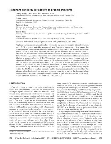 Resonant soft x-ray reflectivity of organic thin films - IEEE Xplore