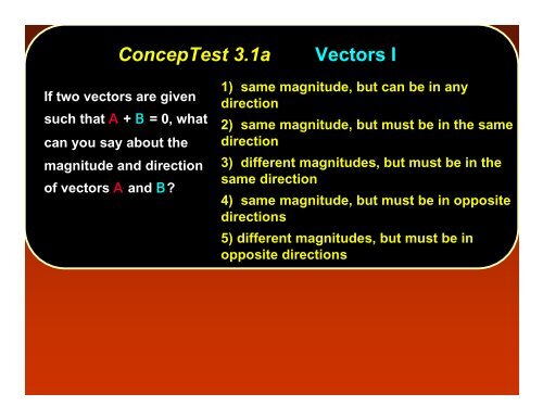 ConcepTest 3.1a Vectors I