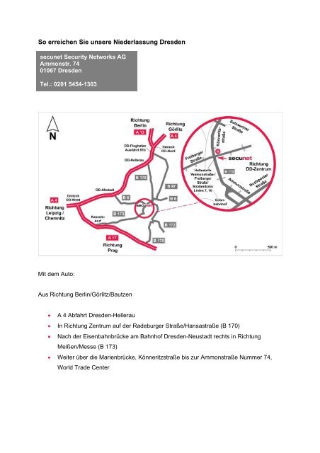 Wegbeschreibung als PDF - Secunet