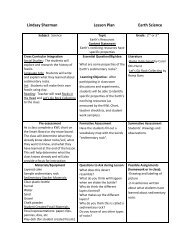 Lindsay Sherman Lesson Plan Earth Science - The Curriculum Corner