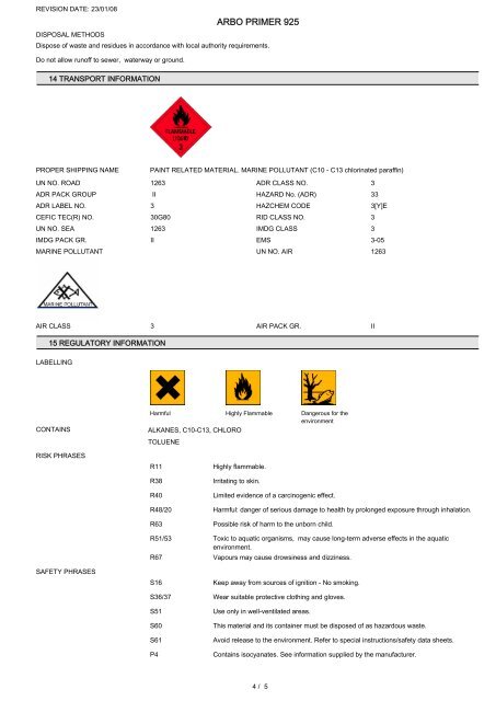 Arbo Primer 925 MSDS