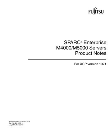SPARC Enterprise M4000/M5000 Servers Product Notes for XCP ...