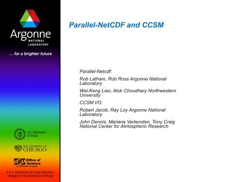 Parallel-NetCDF and CCSM - SDM