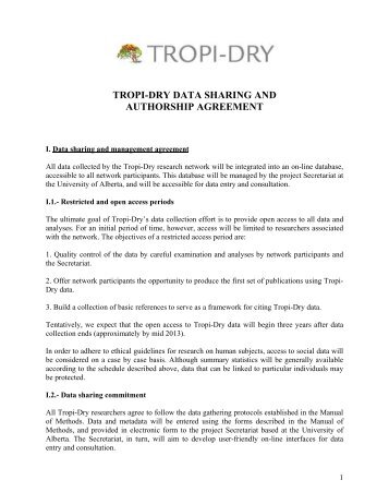 Data Sharing Agreement (pdf) - Tropi-Dry - University of Alberta