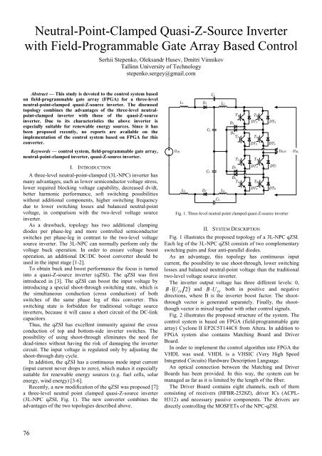 Neutral-Point-Clamped Quasi-Z-Source Inverter with Field ...