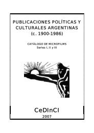 CatÃ¡logo de publicaciones polÃ­ticas y culturales argentinas - CeDInCI