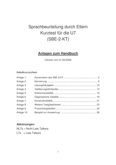 Anlagen zum Handbuch