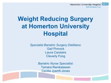 Weight Reducing Surgery at Homerton University Hospital