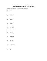 Molar Mass Practice Worksheet