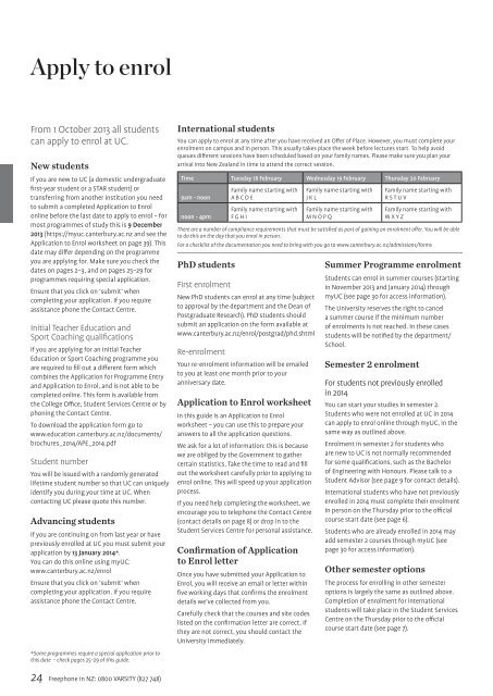 2013 Guide to Enrolment - University of Canterbury