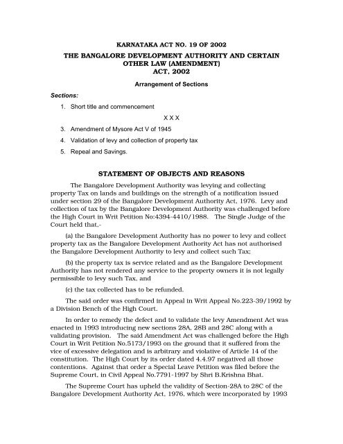 KARNATAKA ACT NO - [dpal.kar.nic.in] - Karnataka