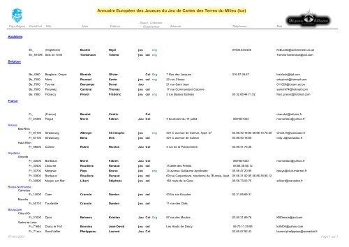 Annuaire EuropÃ©en des Joueurs du Jeu de Cartes des ... - Hexagonal