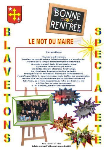 Saint Sauveur sur TinÃ©e Bulletin municipal, juillet, aoÃ»t, septembre ...