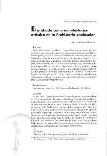 El grabado como manifestaciÃ³n artÃ­stica en la Prehistoria peninsular