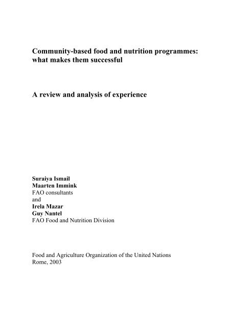 Community-based food and nutrition programmes - BVSDE ...