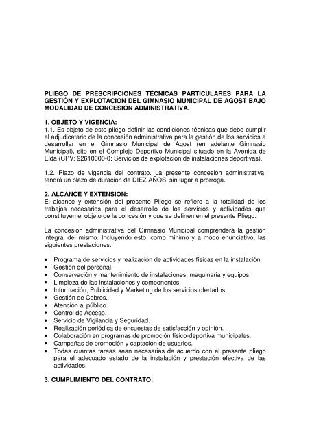 pliego de prescripciones tÃ©cnicas particulares para la gestiÃ³n y ...