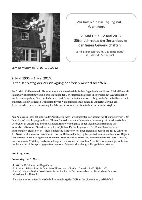 2 Mai 1933 2 Mai 2013 Bielefeld Stellt Sich Quer