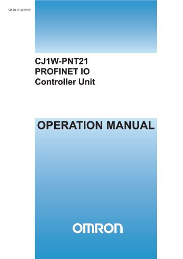 CJ1W-PNT21 PROFINET IO Controller Unit OPERATION MANUAL