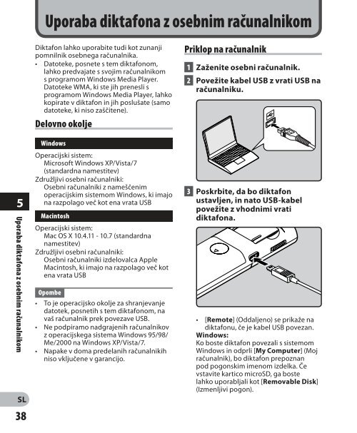 PODROBNA NAVODILA DIGITALNI DIKTAFON - Olympus