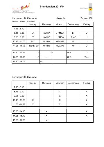 Stundenplan 2013/14 - Schule Volketswil