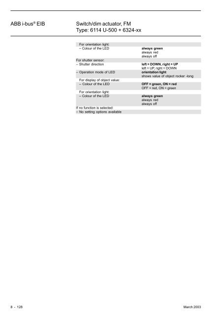 ABB i-busÂ® EIB Switch/dim actuator, FM Type: 6114 U-500