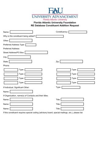 Constituent Request Form - Florida Atlantic University Foundation, Inc.