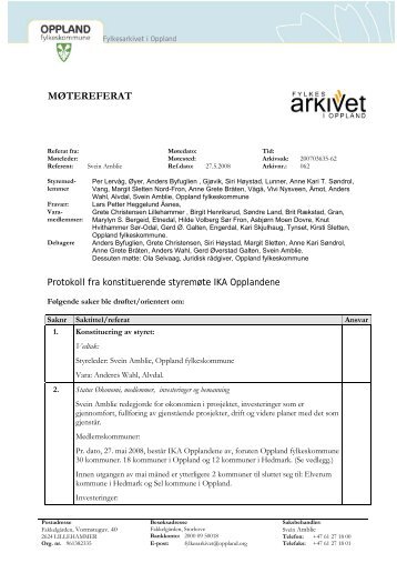 MØTEREFERAT - Fylkesarkivet