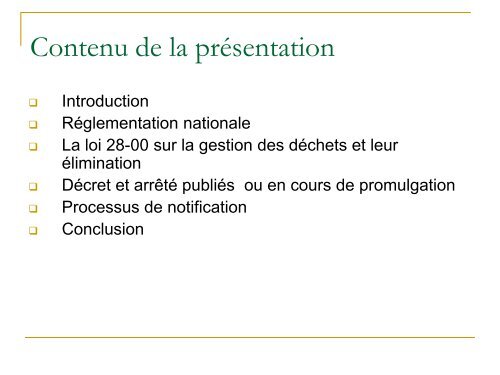 RÃ©glementation nationale et processus de notification - GD MAROC