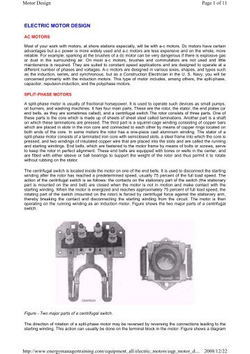 ELECTRIC MOTOR DESIGN Page 1 of 11 Motor Design 2008/12/22 ...