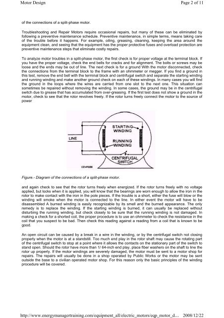 ELECTRIC MOTOR DESIGN Page 1 of 11 Motor Design 2008/12/22 ...
