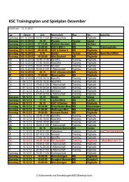 KSC Trainingsplan und Spielplan Dezember