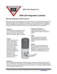 DSX-L85 Integrated Locksets - DSX Access Systems, Inc.