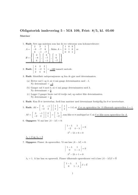 Obligatorisk innlevering 5 - MA 109, Frist: 8/5, kl. 05:00