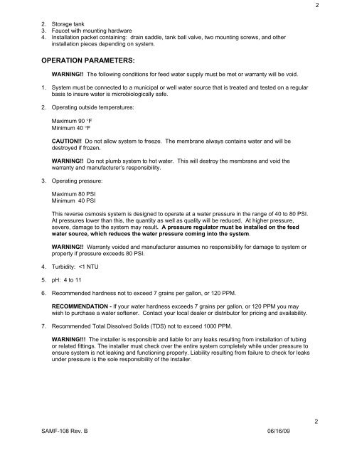 Installation & Instruction Manual - Reverse Osmosis, RO Water ...