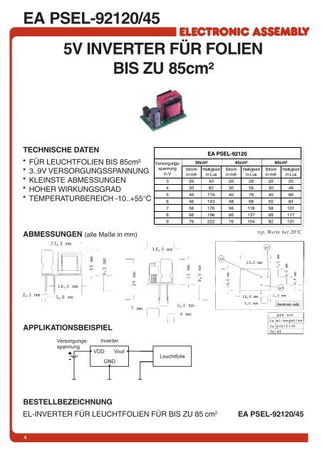 dc/ac-leuchtfolieninverter el-inverter - Electronic Assembly