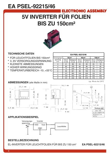 dc/ac-leuchtfolieninverter el-inverter - Electronic Assembly