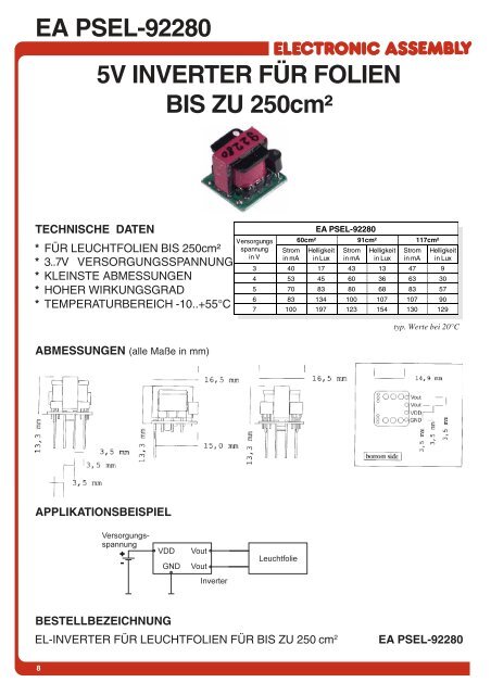 dc/ac-leuchtfolieninverter el-inverter - Electronic Assembly